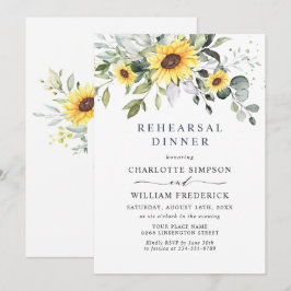 Elegant Solblommor Eucalyptus REHEARSAL DINNER Inbjudningar