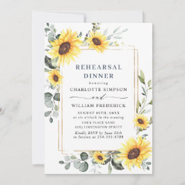 Elegant Solblommor Eucalyptus REHEARSAL DINNER QR Inbjudningar