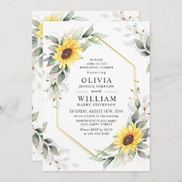 Elegant Solblommor Greenery Rehearsal Middag Inbjudningar