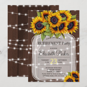 Elegant Solblommor Mason burk wood pension party Inbjudningar
