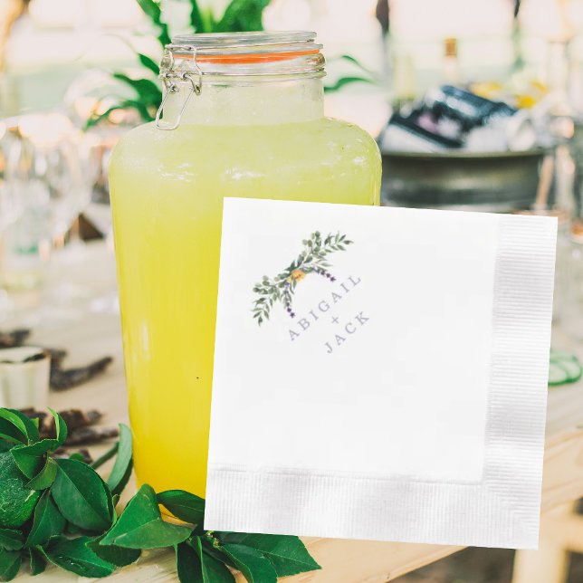 Elegant Solblommor och lavender Bröllop myntade Pappersservett (Skapare uppladdad)