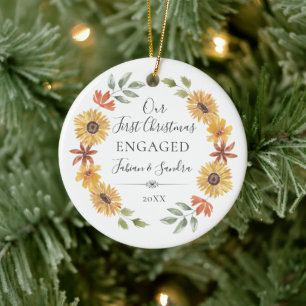 Elegant Solblommor vår första jul Engagerade Julgransprydnad Keramik