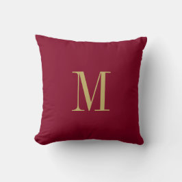 Elegant Solid Burgundy med Guld Monogram Kudde
