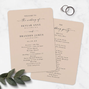 Elegant Solid Champagne Bröllop Ceremony-programme Program
