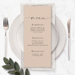 Elegant Solid Färg Dusty Champagne Guld Bröllop Meny<br><div class="desc">Elegant Solid Färg Dusty Champagne Guld Bröllop Menu. Det här moderna menykortet för chic är enkelt klassiskt och elegant med en vanlig bakgrund i färg och ett söt namnteckning skriptcalligrafteckensnitt med svan. Visas i den nya Colorway. Med ett söt monogram på baksidan. Finns i flera alternativ för färg eller kan...</div>
