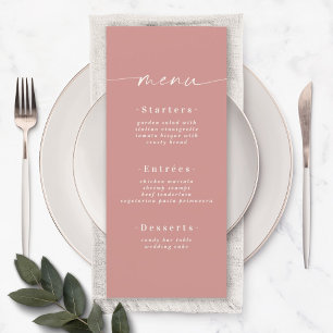 Elegant Solid Färg Dusty Ro Rosa Bröllop Meny