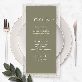 Elegant Solid Färg Olive Lily Grönt Bröllop Meny