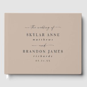 Elegant Solid Färg Taupe Sand Beige Bröllop Gästböcker