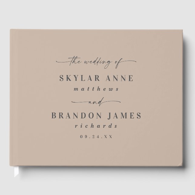 Elegant Solid Färg Taupe Sand Beige Bröllop Gästböcker (Framsida)