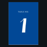 Elegant Solid Mediterranean Blue Script Bröllop Bordsnummer<br><div class="desc">Följ gästerna till bord utan problem med Eleganten Solid Mediterranean Blue Script Bröllop Bordsnummer Card. Det minimalistiska kortet lämpar sig för sofistikerad roligt i det vackra färg i Egeiska havet. Perfekt för kustdestinationer vid Amalfi Kusten,  Italien eller Andalusien,  Spanien.</div>