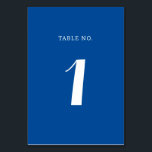 Elegant Solid Mediterranean Blue Script Bröllop Bordsnummer<br><div class="desc">Följ gästerna till bord utan problem med Eleganten Solid Mediterranean Blue Script Bröllop Bordsnummer Card. Det minimalistiska kortet lämpar sig för sofistikerad roligt i det vackra färg i Egeiska havet. Perfekt för kustdestinationer vid Amalfi Kusten,  Italien eller Andalusien,  Spanien.</div>