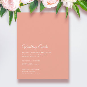 Elegant Solid Peach Bröllop Helg Tilläggskort