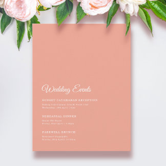 Elegant Solid Peach Bröllop Helg Tilläggskort