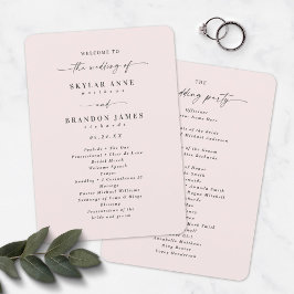 Elegant Solid Porcelain Rosa Bröllop Ceremony Program
