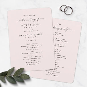 Elegant Solid Porcelain Rosa Bröllop Ceremony Program