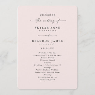 Elegant solid porslins rosa bröllopsceremoni program