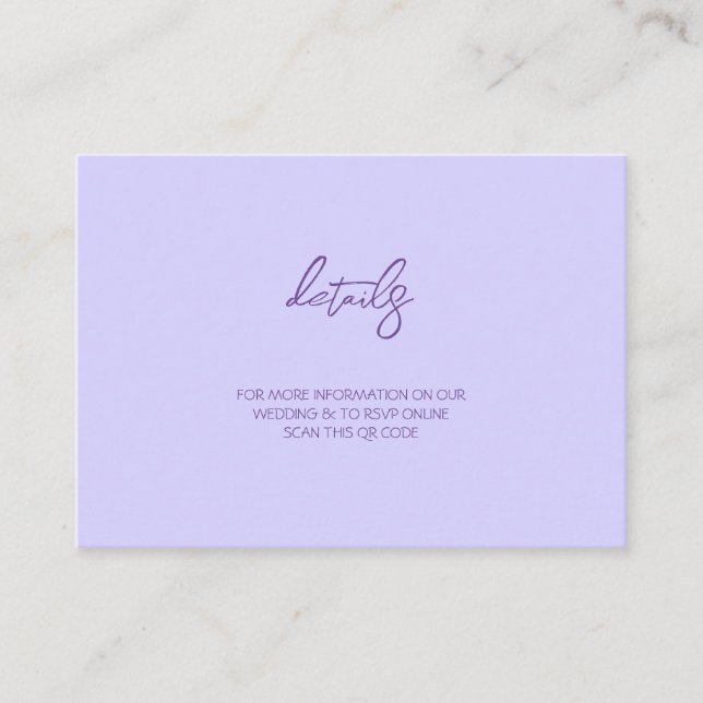 Elegant Solid Purple Lavender Tilläggskort (Framsida)