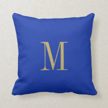 Elegant Solid Royal Blue med Guld Monogram