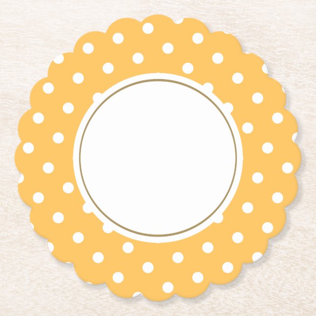 Elegant Solknapp Gult Vit Polka dots Underlägg Papper (Framsida)