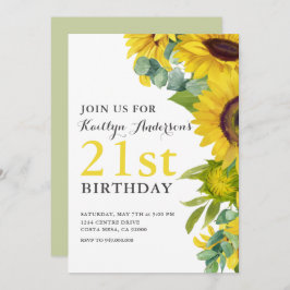 Elegant Solros 21:a årsdagen Party Inbjudningar