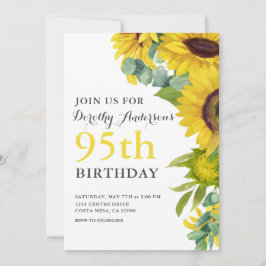 Elegant Solros 95:e Födelsedagsfesten Inbjudningar