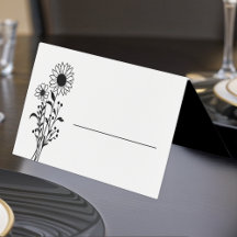 Elegant Solros Black White Blommigt Bröllop