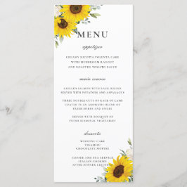 Elegant Solros Blommigt Greenery Bröllop Menu Program