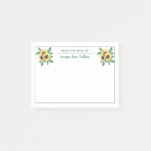 Elegant Solros Blommigt Teacher Monogrammed Post-it Block