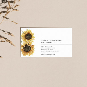 Elegant Solros Blommigt Vattenfärg Visitkort