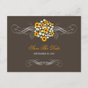 Elegant Solros Daisies Bukett Spara datum 2 Meddelande Vykort
