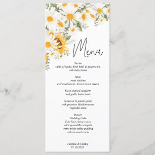 Elegant solros Daisy bröllopsmeny Program