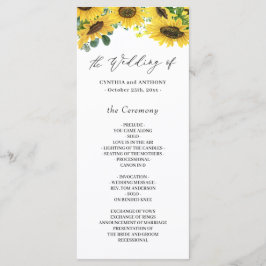 Elegant Solros Eucalyptus Bröllop Ceremony Program