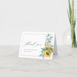 Elegant Solros Eucalyptus Bröllop Photo Tack Kort