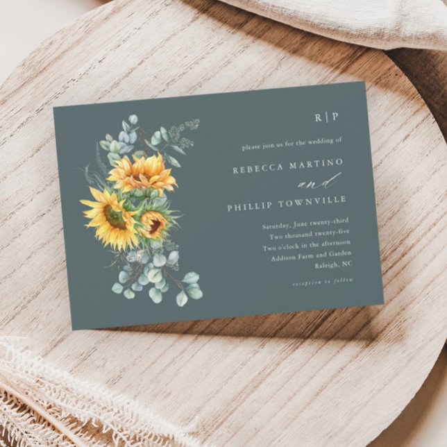 Elegant Solros Eucalyptus Fall Wedding Invati Inbjudningar (Skapare uppladdad)