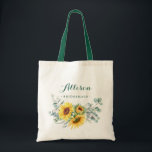 Elegant Solros Eucalyptus Rustic Bridesmaid Tygkasse<br><div class="desc">Elegant Solros Eucalyptus Rustic Bridesmaid Tote Bag. Ge din väska till brudens sida som får dem att känna sig helt smickrade! Komen har anpassat sig för att säga vad du vill. Om du vill göra ytterligare anpassningar klickar du på länken "anpassa ytterligare" och användor verktyg som är utformat för att...</div>