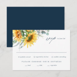 Elegant solros eukalyptus bröllop RSVP-kort