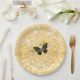 Elegant Solros Gnistra Black Butterfly Guld