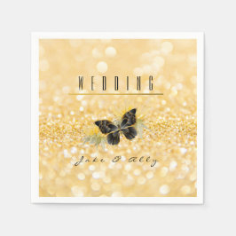 Elegant Solros Gnistra Black Butterfly Guld Pappersservett