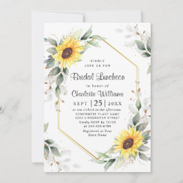 Elegant Solros Greenery Blommigt Möhippa Luncheon Inbjudningar