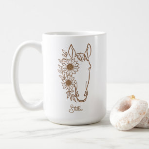 Elegant solros-häst linjärt konstverk - present ti kaffemugg