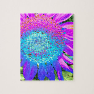 Elegant Solros lila rosa blue blommigt Pussel