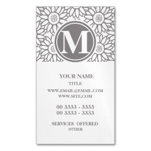 Elegant Solros Mönster Monogrammad Visitkortmagnet