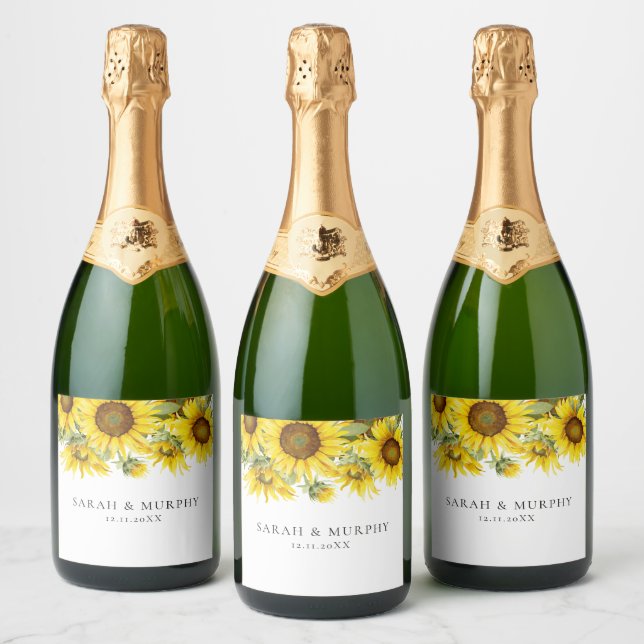 Elegant solros sommarbröllop  (Flaskor)