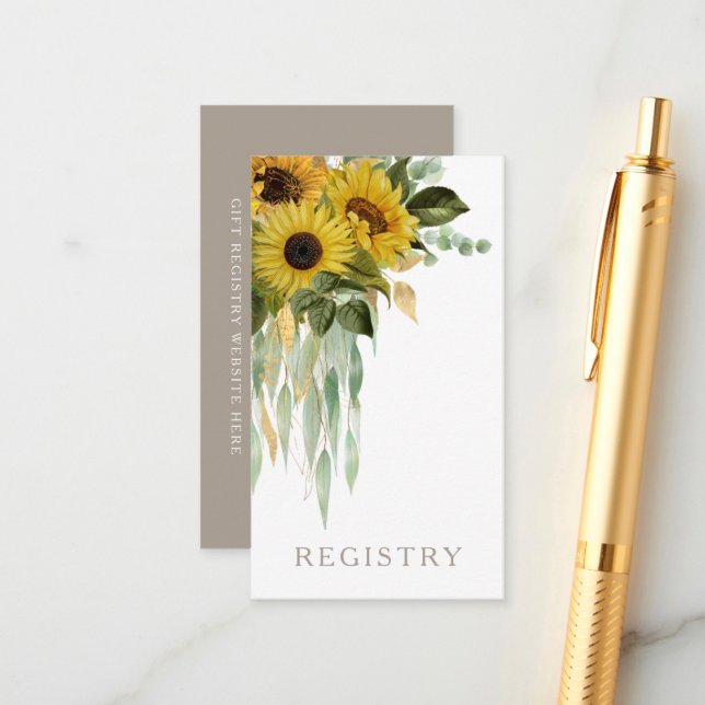 Elegant Solros Taupe Bröllop Tilläggskort (Fram/Back In Situ)