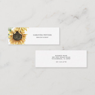 Elegant solros vattenfärg blomster mini visitkort