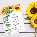 Elegant Solros Watercolor Modern Bröllop Inbjudningar<br><div class="desc">Använder du solblommor i din bukett eller i dina dekorationer? Då får du kärlek de här moderna solrosbröllopsinbjudningarna. Inbjudan innehåller en solroskaskad med vattenfärg till lämnat och en modern teckensnittslayout med handskrift. Dessa är underbara för era landsbyggsbröllop,  fallande bröllop,  rustiskt bröllop och alla som absolut har kärlek solblommor.</div>
