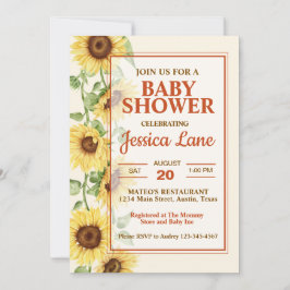 Elegant Solrosbabyskor Inbjudningar