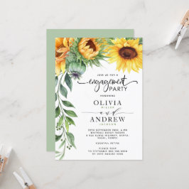 Elegant Solrosfärgsmodern Förlovning Inbjudningar