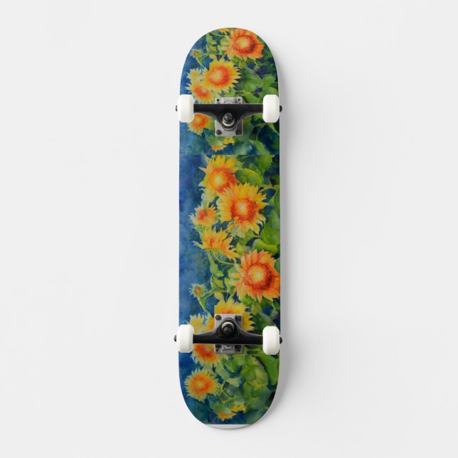 Elegant solrosfiléer skateboard bräda 19,5 cm (Framsida)
