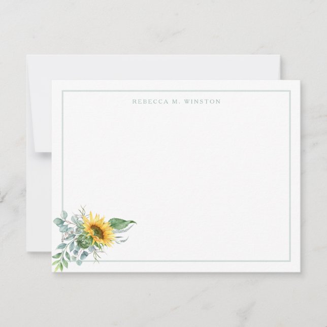 Elegant Solrosgrå Personlig Stationery Anteckningskort (Framsida)